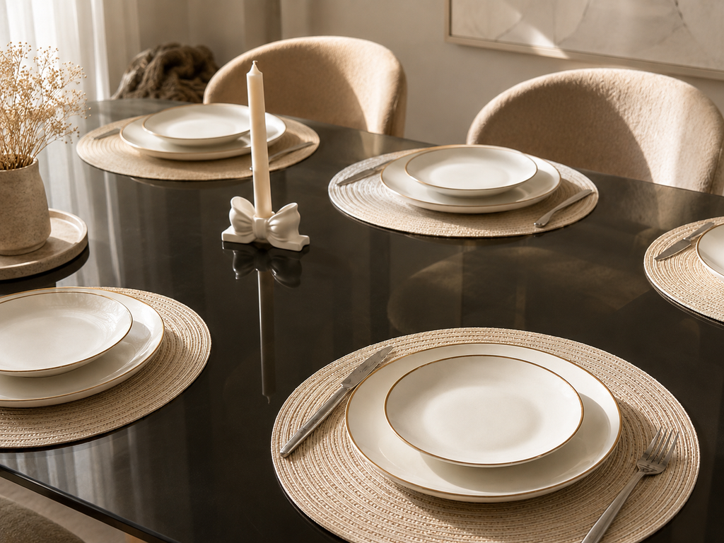 Round Beige Coaster Set of 6 – 38cm