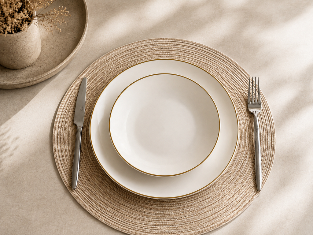 Round Beige Coaster Set of 6 – 38cm