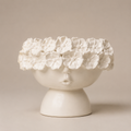 Flower Crown Face Bowl in white with white flowers