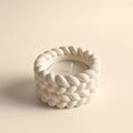 Braided tealight candle holder in matte white